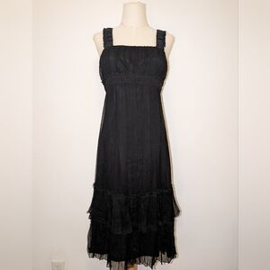 Vintage 100% Silk Black Zara Midi Dress
